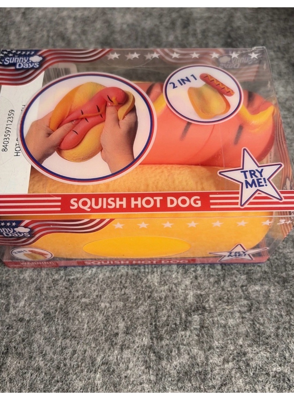 Squish Hot Dog Toy - Yellow & Orange